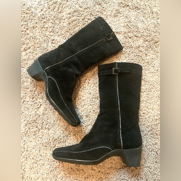 Aquatalia Winter Snow Suede Boots Black Size 6 - Picture 1 of 12